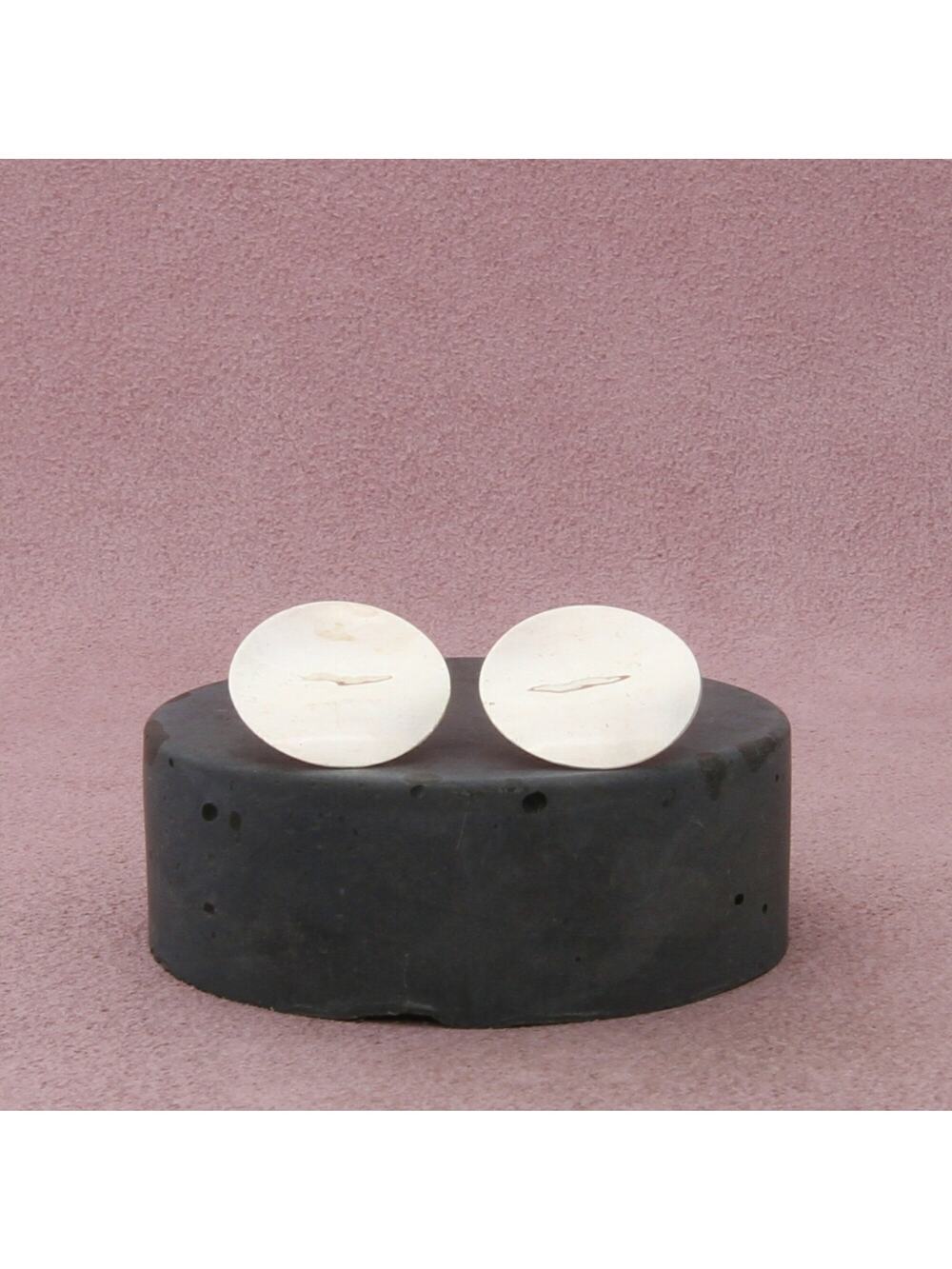 sterling silver vintage modernist wavy disc post earrings